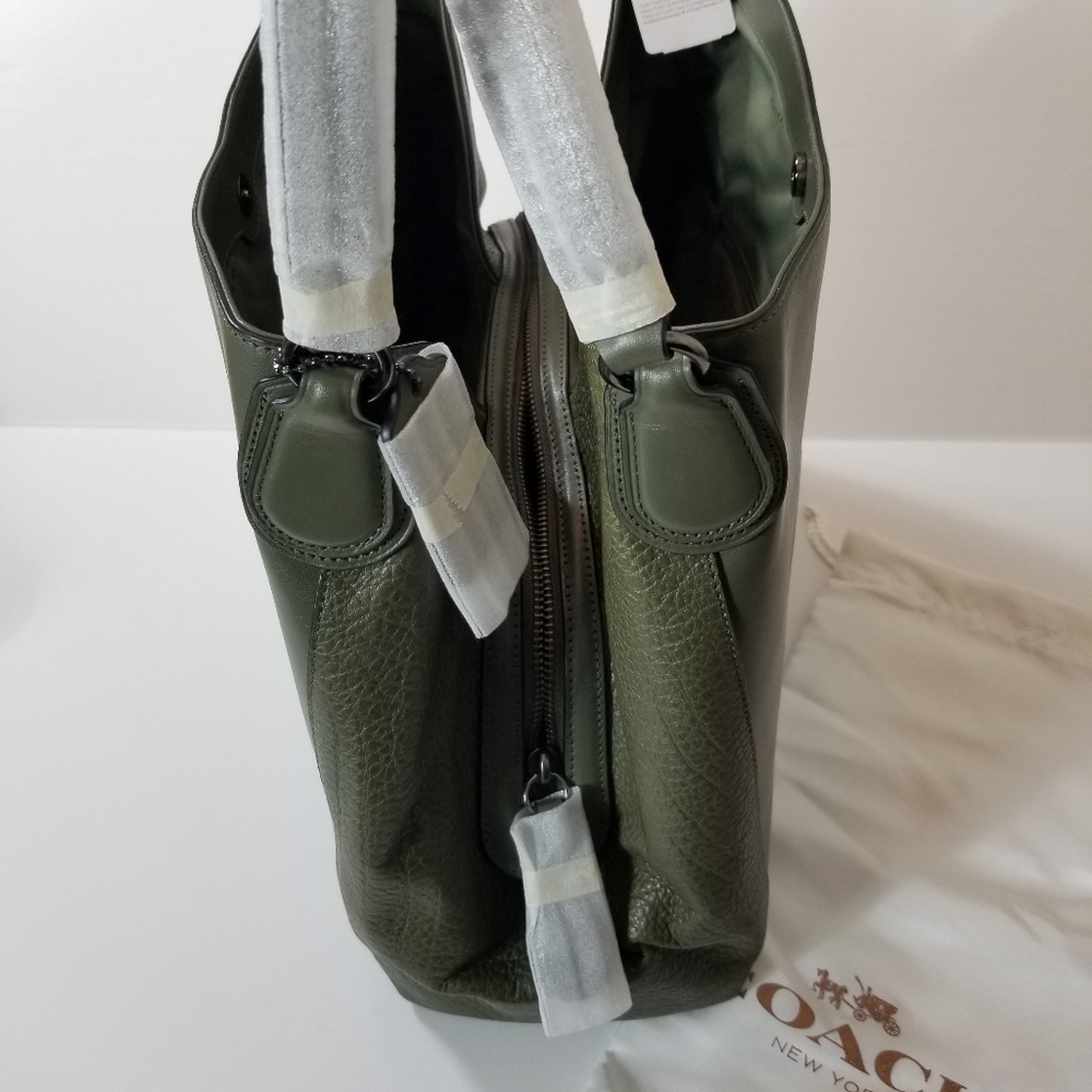 🔥LAST1♨️COACH BNWT Leather Large Bag Olive - Picture 13 of 17